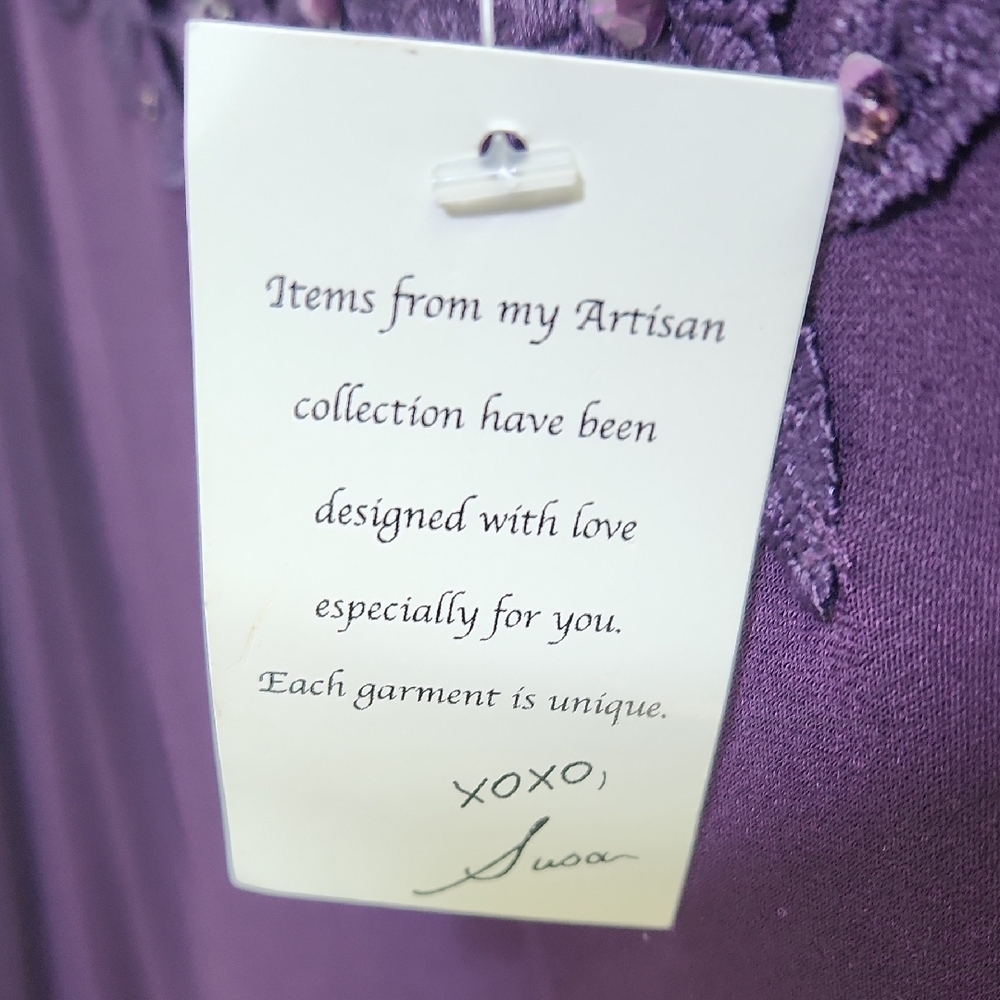Susan Graver Deep Purple Lace Accent Top - Picture 7 of 7